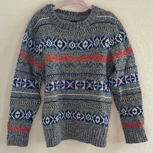 GAP Kids Gray Sweater with Blue and Red Patterns